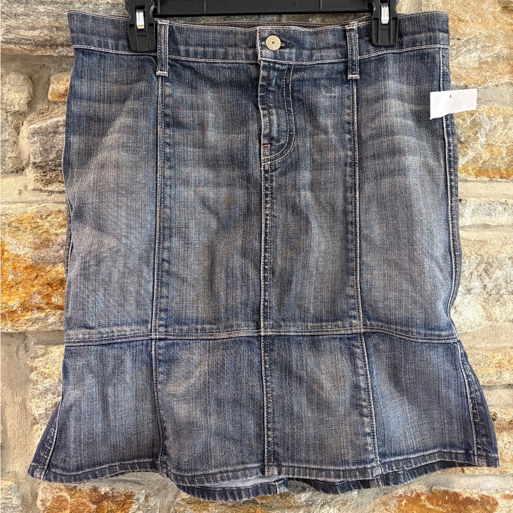 7 For All Mankind Dark Denim Trumpet Skirt